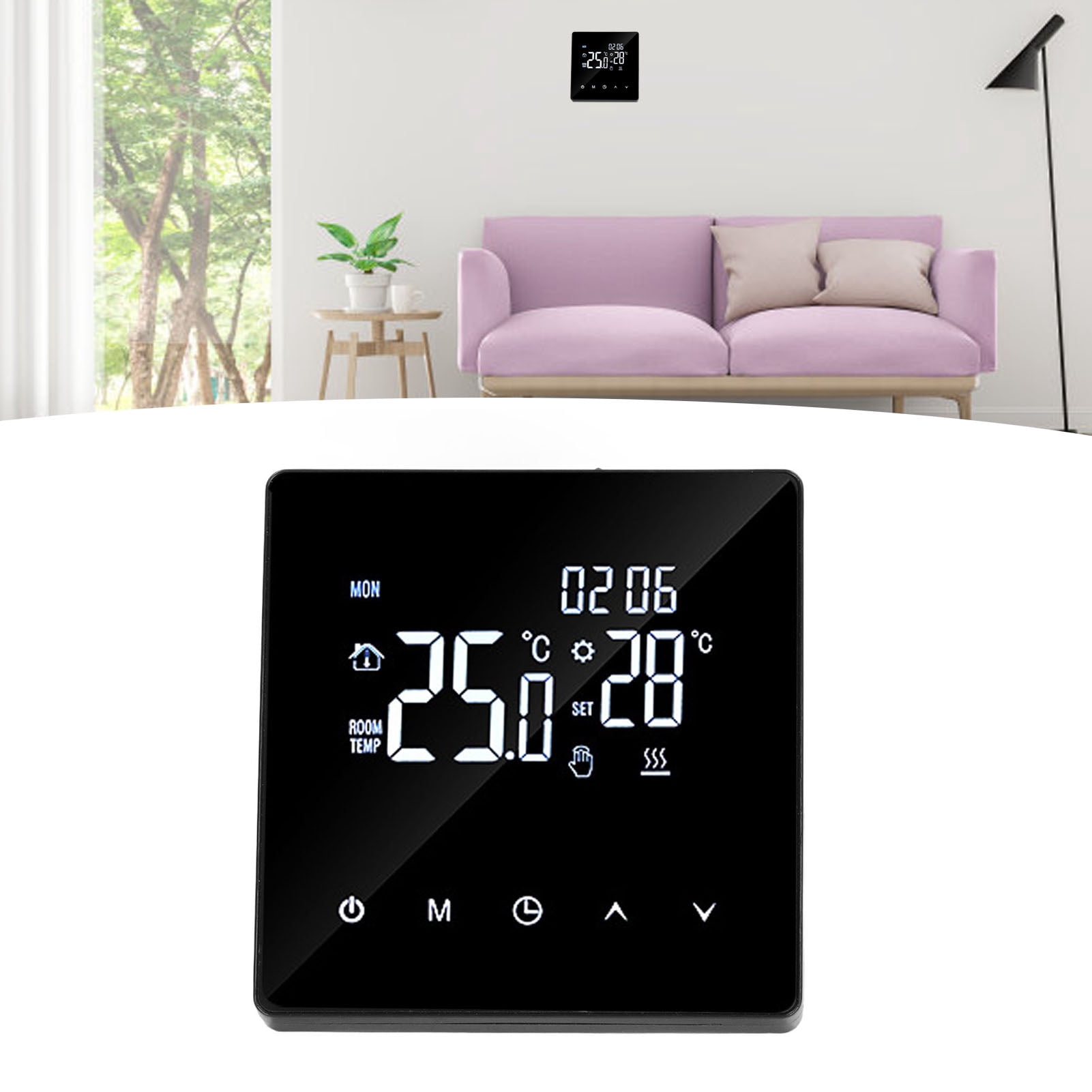 Digital Thermostat, Electric Thermostat AC90-240V Easy Installation Low Power Consumption  for Office Black With WiFi