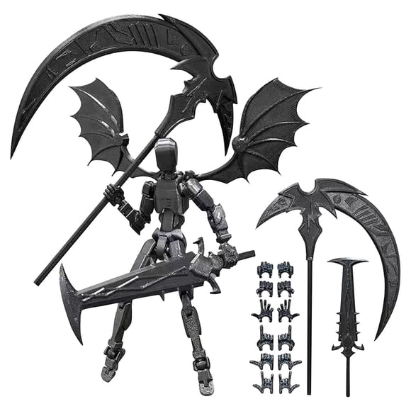 T13 Action Figure Set, T13 3D Printed Action Figures With Weapons Accessories T 13 Lucky Ro-bo Dummy Nova 13 Action Figures, Figura de acción T13 (Black)