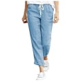 thumbnail image 1 of Yuyuzo Womens Cotton Linen Slacks Plus Size Lounge Pants Drawstring Waist Straight Leg Trousers Solid Color, 1 of 4