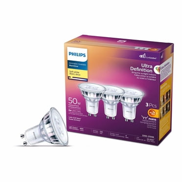 PHILIPS 4W GU10 Base Soft White Warm Glow Ultra Definition Dimmable LED Light Bulbs - 3 Pack