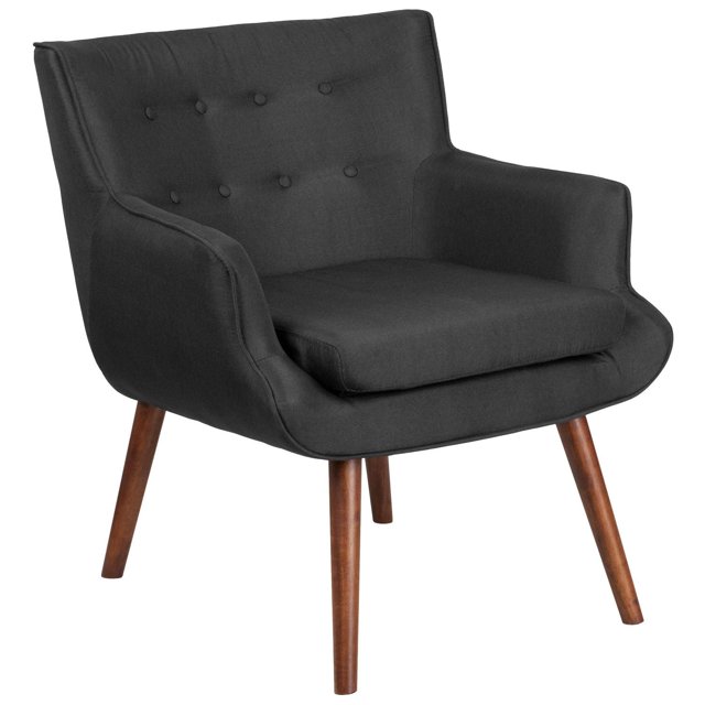 HERCULES Hayes Series Black Fabric Tufted Arm Chair
