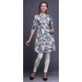 thumbnail image 4 of Bimba Short Kurtis For Ladies Printed Mandarin Collar Roll Up Sleeve Dress, 4 of 6