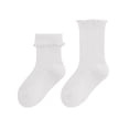 thumbnail image 1 of REDARER Girls' Ruffled Crew Socks - Soft Selvedge Cotton Socks for Winter/Autumn, Comfortable Mid-Calf Princess Socks, 1 of 5