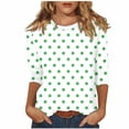 thumbnail image 1 of Lenpel T-Shirts pour Femmes Grande Taille Décontractés à Manches 3/4, Col Ras du Cou, T-Shirts Imprimés, Hauts, Tuniques de Printemps Été, 1 of 5
