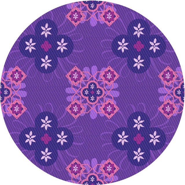Ahgly Company Tapis d'Intérieur Rond Lavable en Machine Violet Améthyste Transitionnel, 4 Pieds Rond