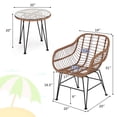 thumbnail image 3 of Costway 3PCS Patio Rattan Bistro Set Coffee Table Armchair Garden Gray Cushion, 3 of 10
