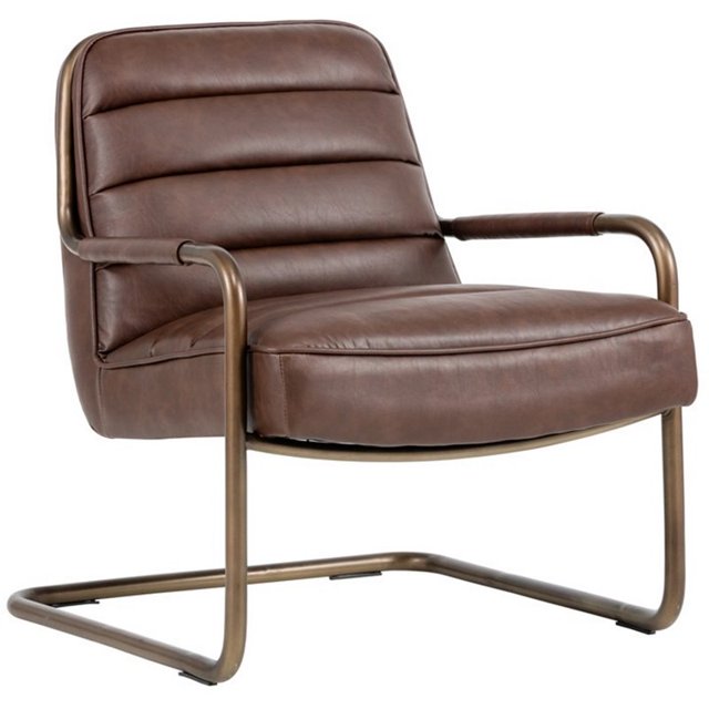 Sunpan Chaise Longue en Similicuir Moderne 17" Lincoln en Marron