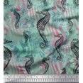 thumbnail image 1 of Soimoi Poly Georgette Fabric Texture & Sea Horse Ocean Print Sewing Fabric Yard 42 Inch Wide, 1 of 3
