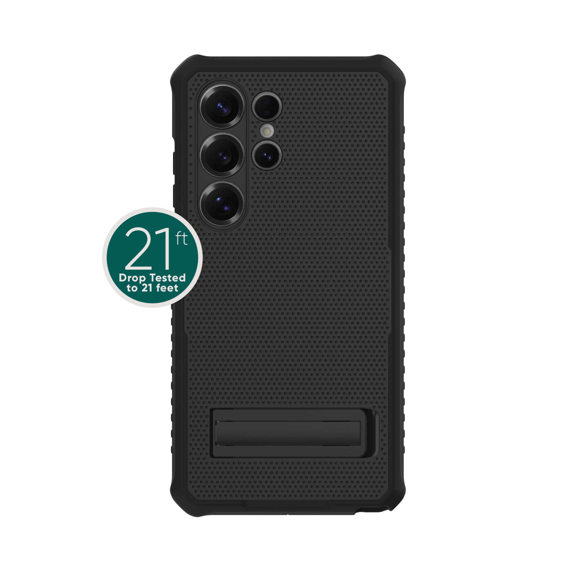 Étui ultra robuste pour téléphone Samsung Galaxy S25 avec béquille intégrée et protection Smartport, transparent, noir d’onn