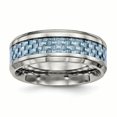 thumbnail image 1 of Bague en Fibre de Carbone Bleu Poli Titane Taille 8.5, 1 of 6