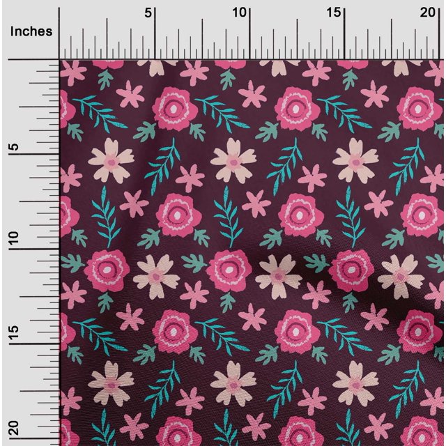 oneOone Polyester Lycra Fabric Leaves & Floral Artistic Decor Fabric Printed BTY 56 Inch Wide