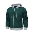 thumbnail image 1 of Pisexur Mens Winter Jacket Man Color Match Drawstring Zipper Pockets Hooded Coat Mens Winter Coat Windbreaker Jacket Warming Jacket, 1 of 3