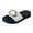 White, variant on Women's Slide Sandals Wide Width Open Toe Slip On Low Platform Sandals Non Slip Woven Summer Slippers White Size 6
