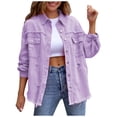 thumbnail image 2 of Qertyioot Veste en Denim Tendance à Manches Longues pour Femmes avec Franges et Trous, 2 of 5