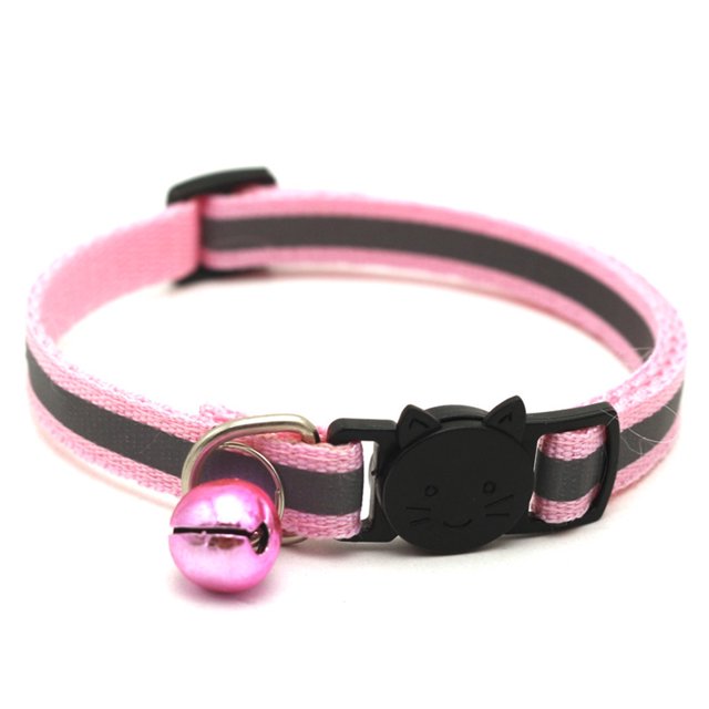 Labymos Pet Supplies Reflective Patch Collar Release Buckle Bell Tightness Adjustable Pet Collar