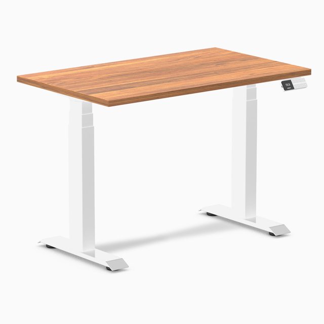 Desky Bureau Assis-Debout Mini Double - Chêne Prime / 40 x 24 Pouces / Blanc