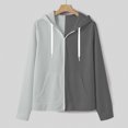 thumbnail image 4 of RKSTN Mens Hoodies Fall Winter Fashion Full Zipper Patchwork Color Sweatshirts Casual Sports Loose Drawstring Blouse Tops with Pockets, 4 of 6