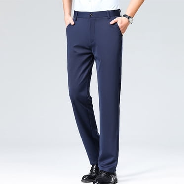 AherBiu Mens Dress Pants Expandable Waist Silm Fitted Suit Pants with Pockets Stretch Flat Front Trousers