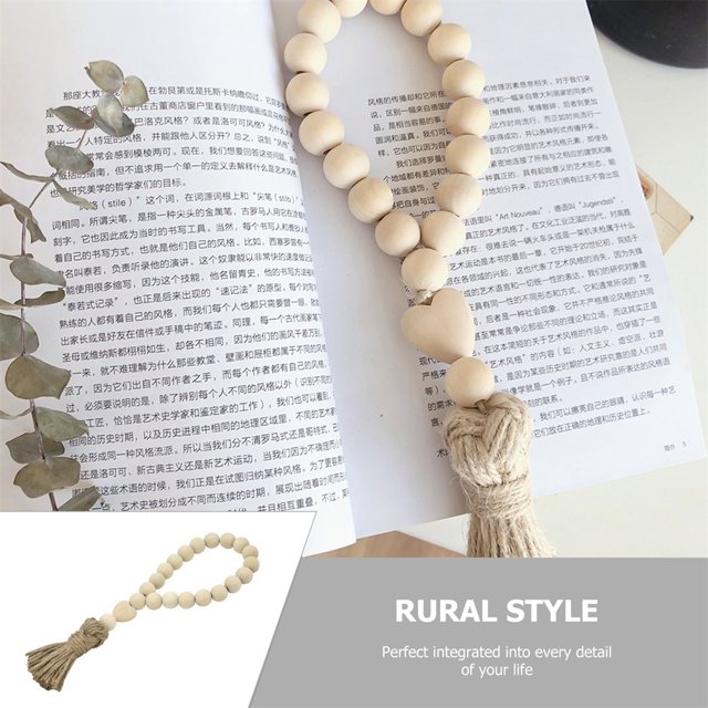 REOFLYUP Hanging Tassels Decor Boho Wood Beaded Pendant for Home 1Set
