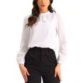 thumbnail image 1 of INSPIRE CHIC Chemisier en Mousseline pour Femmes Travail Bureau Col Montant Manches Longues Blouse S Blanc, 1 of 6
