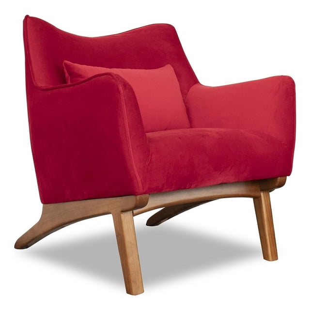 Fauteuil d'Appoint en Velours Rouge Style Mobilier Moderne Mi-Siècle Gatsby