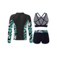thumbnail image 2 of Manyakai 3Pcs Girls Tankini Rashguard Swimsuit Set Long Sleeve Swim Shirt Crop Top with Swim Trunk Black 16, 2 of 7