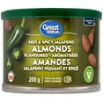 thumbnail image 1 of Great Value Hot & Spicy Jalapeño Flavoured Almonds, Vegan, 200g, 1 of 6