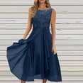thumbnail image 1 of EGNMCR Robes de Soirée pour Femmes, Robes Formelles pour Femmes, Robes de Cocktail pour Femmes Femmes Unies Sans Manches Col Rond Dentelle Mousseline Maille Taille Robes de Fête Jupe en Mousseline pour Femmes, 1 of 5
