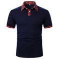 thumbnail image 2 of Pompotops Men's Spring And Summer Leisure Patchwork Shirt With Lapel Short Sleeves on Sale, 2 of 8