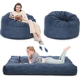 thumbnail image 1 of Bean Bag Chair, Giant Bean Bag Bed for Adults, Convertible Bean Bag Chair Bed from Beanbag to Floor Mattress, Foam Filled Large Couch Sofa Bed with Corduroy Cover, Navy, 1 of 8