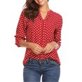 thumbnail image 2 of CEHVOM Chandail Blouse à Manches Longues à Col en V pour Femmes, Décontracté et Confortable, à Pois Imprimés, Liquidation, 2 of 8