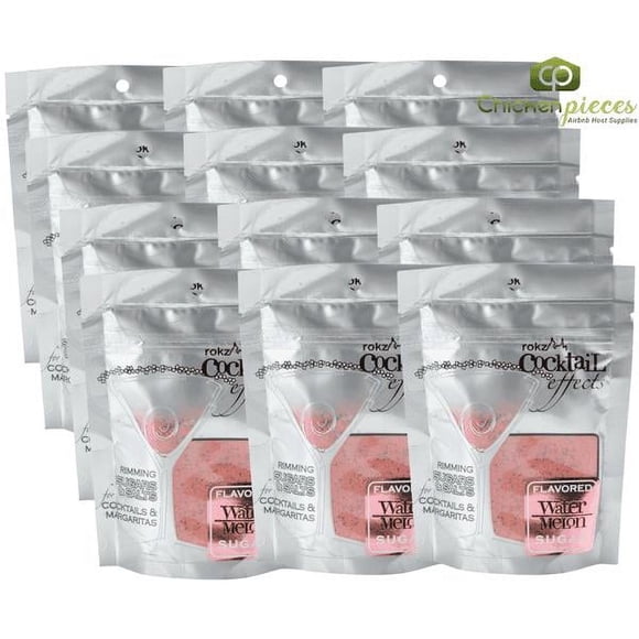 Rokz Gourmet Watermelon Cocktail Rimming Sugar – Sparkling Pink & Green Crystal Blend & Juicy Melon Flavor, 5 oz. Resealable Bag