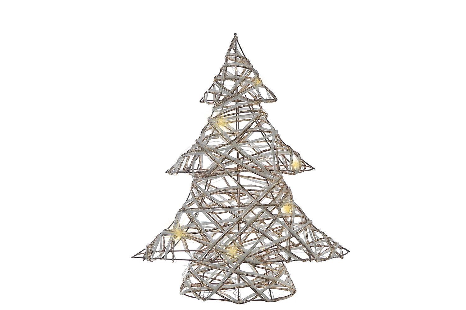 Sapin De Noël Led En Papier Blanc Et Doré Moyen 18,90"