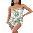 thumbnail image 2 of Floral Print Strapless Mini Dress with Slit Hem for Women, 2 of 7