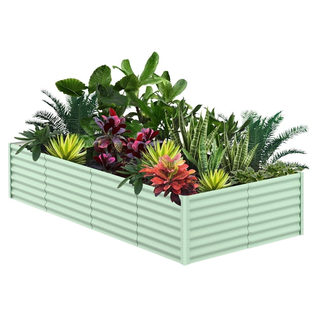 EDTara Galvanized Raised Garden Bed, Large Outdoor Planter Box with Open Base & Safety Edge, Rustproof Steel for Vegetables, Flowers, Herbs