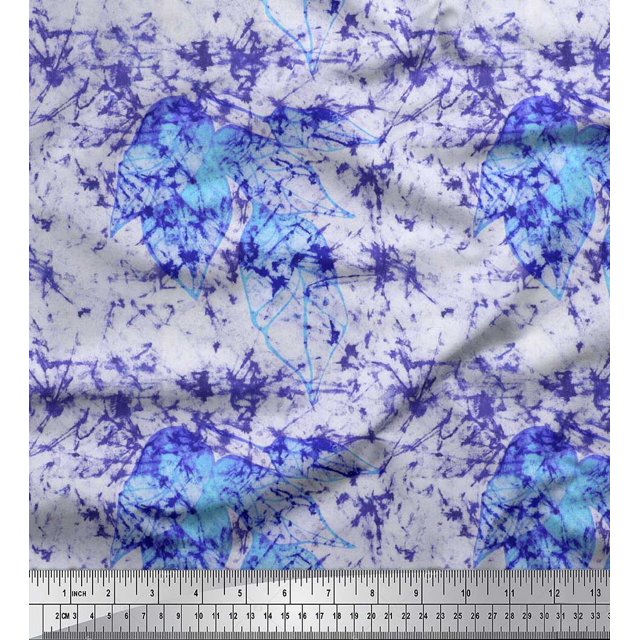 Soimoi Poly Georgette Fabric Leaves & Texture Print Fabric by the Yard 52 Inch Wide