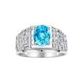 thumbnail image 1 of RYLOS Men's Rings Sterling Silver Designer Nugget Ring Oval 9X7MM Gemstone &  Diamonds  Blue Topaz Birthstone Rings For Man Size 12, 1 of 7