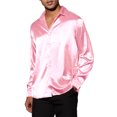 thumbnail image 4 of INSPIRE CHIC Men's Dress Satin V Neck Long Sleeves Button Down Party Shirts, 4 of 5