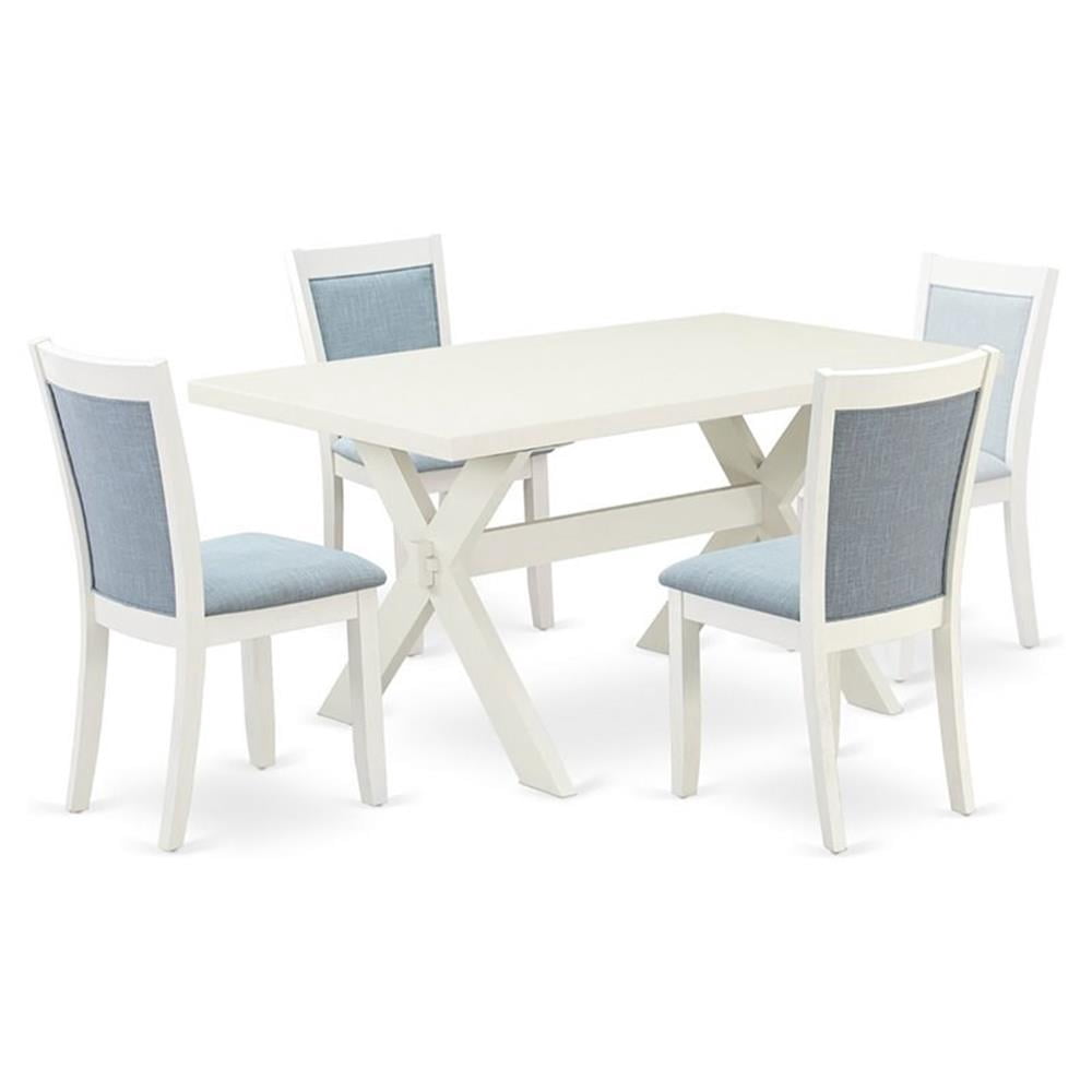 Pemberly Row 5-Piece Acacia Wood Table and Baby Blue Chair Set