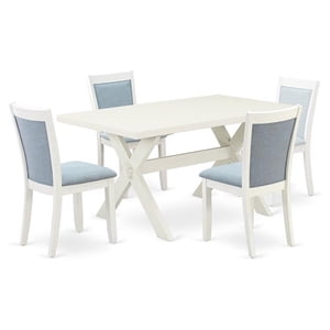 Pemberly Row 5-Piece Acacia Wood Table and Baby Blue Chair Set