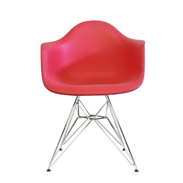 Plata Import - Chaise Seau Chrome pour Enfants de Couleur Rouge avec Siège Seau Moulé et Pattes Métalliques Chrome Durables, Mesurant 16 Pouces P x 17 Pouces L x 22 Pouces H, Conçue pour les Chambres d'Enfants et Convient comme Petite Chaise de Bureau.