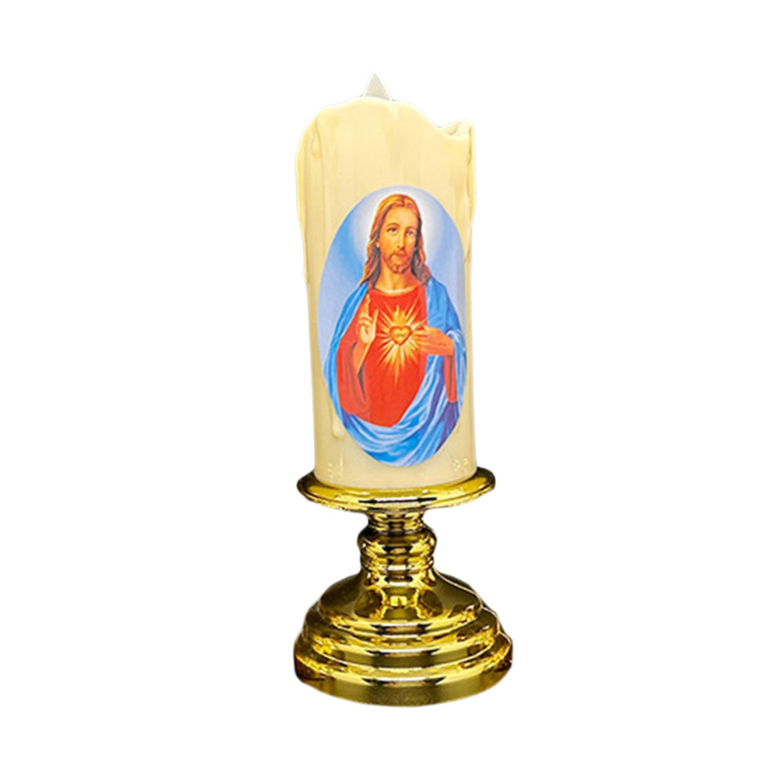 Lipstore Candle Light Prayer Waterproof Pillar Light for Decoration Religious Wedding Jesus