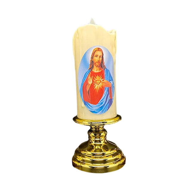 Lipstore Candle Light Prayer Waterproof Pillar Light for Decoration Religious Wedding Jesus