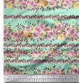 thumbnail image 1 of Soimoi Green Poly Georgette Fabric Leaves & Pink Floral Print Fabric by The Yard 52 Inch Wide, 1 of 3