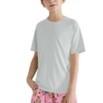 thumbnail image 2 of XIMIN Baby Boys Rash Guard Solid Color Shirts Short Sleeve Quick Dry Swim Shirts UPF 50+ Sun Protection for Kids Athletic Summer Shirt (7-8 Years, Grey), 2 of 9