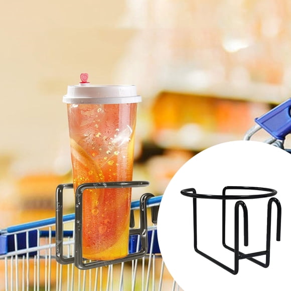 Porte-boisson Universel en Métal avec Barre Inférieure Sécurisée pour Chariots de Magasinage, Poussettes et Vélos, Accessoire de Vaisselle de Boisson Portable et Réutilisable