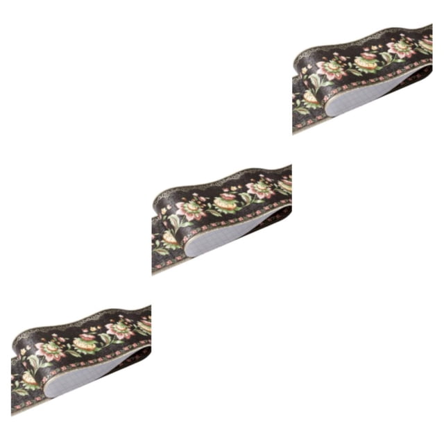 Decodeary Wood Marbling SelfAdhesive Skirting Line Exquisite Workmanship And Retro Fashion PVC Waterproof Waist Line For Wall PVC balck lantern flowe 3Set