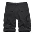 thumbnail image 4 of SDNall Men Casual Solid Zipper Button Pockets Elastic Waist Cropped Cargo Shorts, 4 of 9