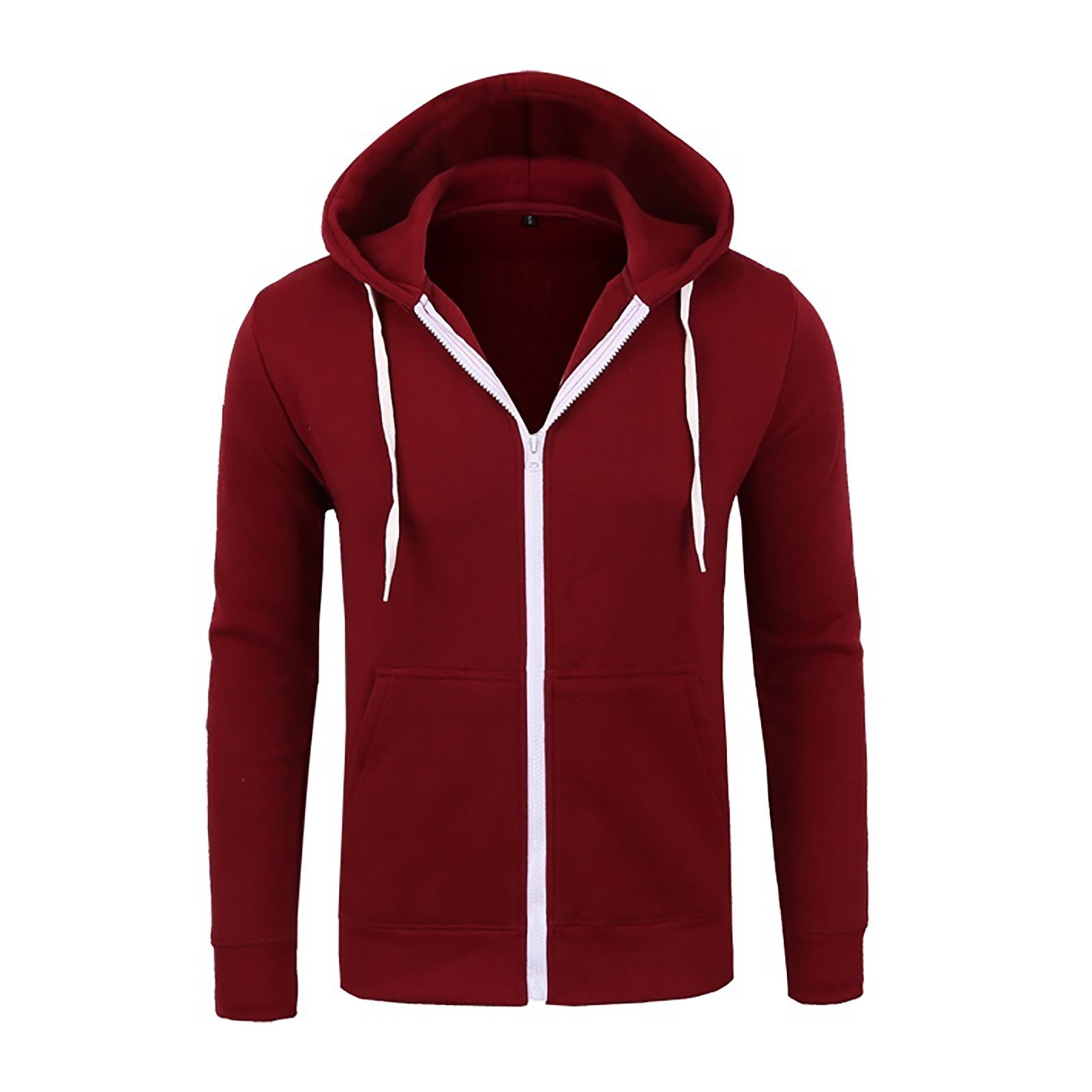 Mens Cardigan Sweaters with Zipper New Fashion All-match Zipper Hooded Sweater Coat Mens Solid Color Cardigan
