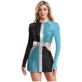 thumbnail image 1 of Jhaoyu Robe Déguisement des Années 60 pour Femmes, Mini Robe à Sequins Scintillants, Tenues de Spectacle, Bleu TG, 1 of 5